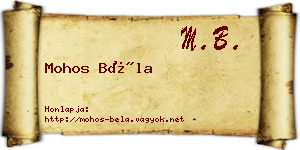Mohos Béla névjegykártya