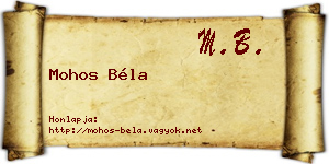 Mohos Béla névjegykártya