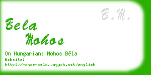 bela mohos business card